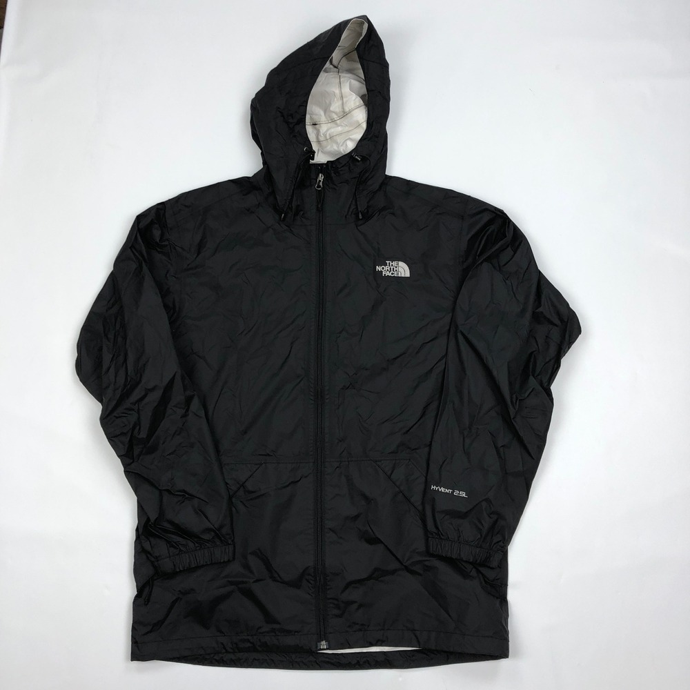 The North Face HyVent 2.5L Rain Jacket Mens Medium Black Hooded Windbreaker